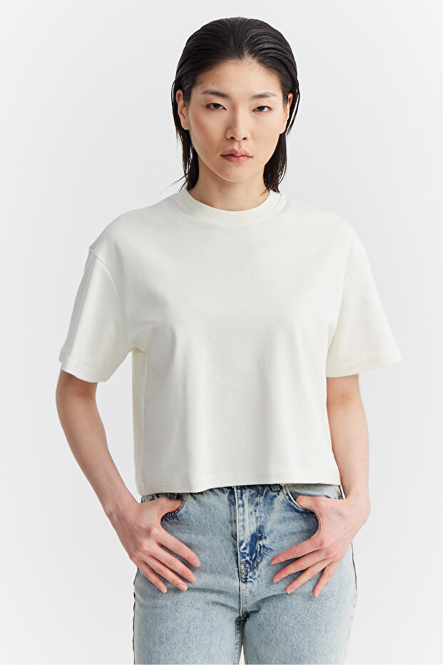 Kadın Kısa Basic T-shirt - 1