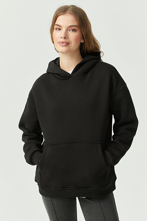 Kadın Oversize Kapüşonlu Sweat Üst - 1