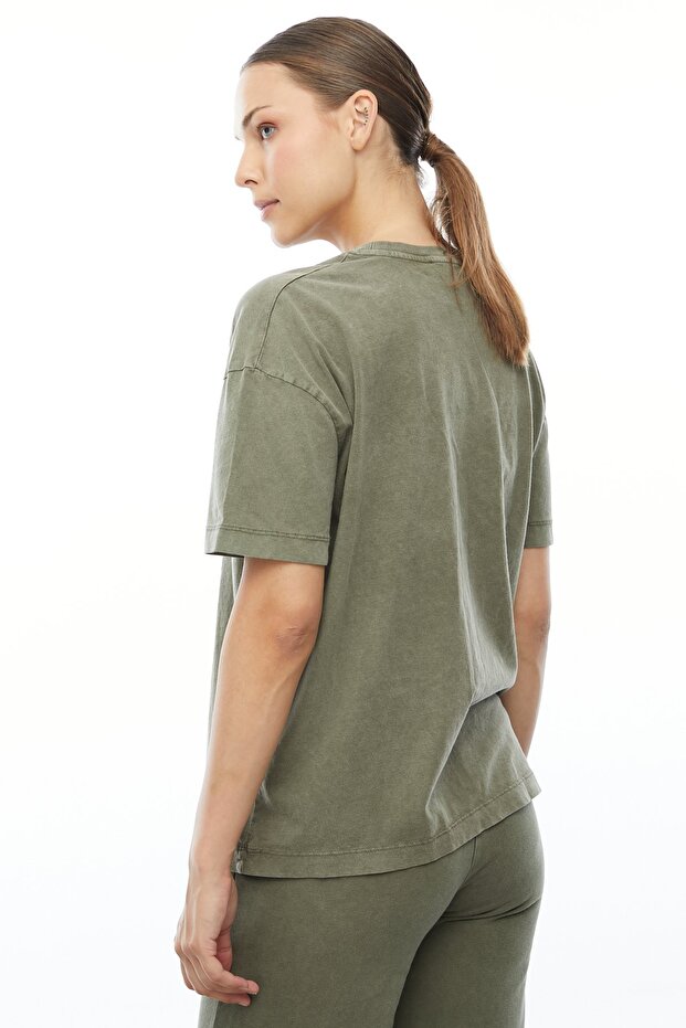 Yıkamalı Basic Oversize T-shirt - 4