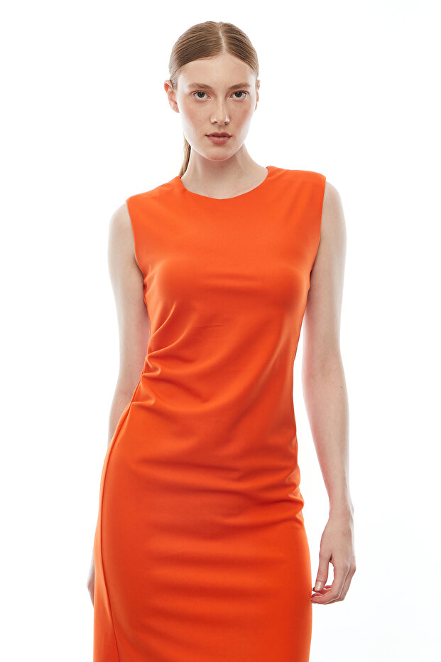 Kolsuz Drapeli Elbise - 5