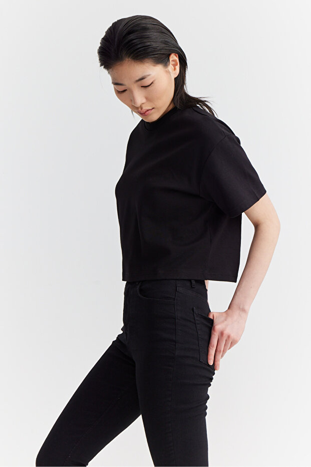 Kadın Kısa Basic T-shirt - 5