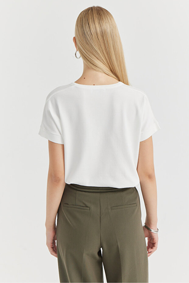 Kadın V Yaka Triko Bluz - 7