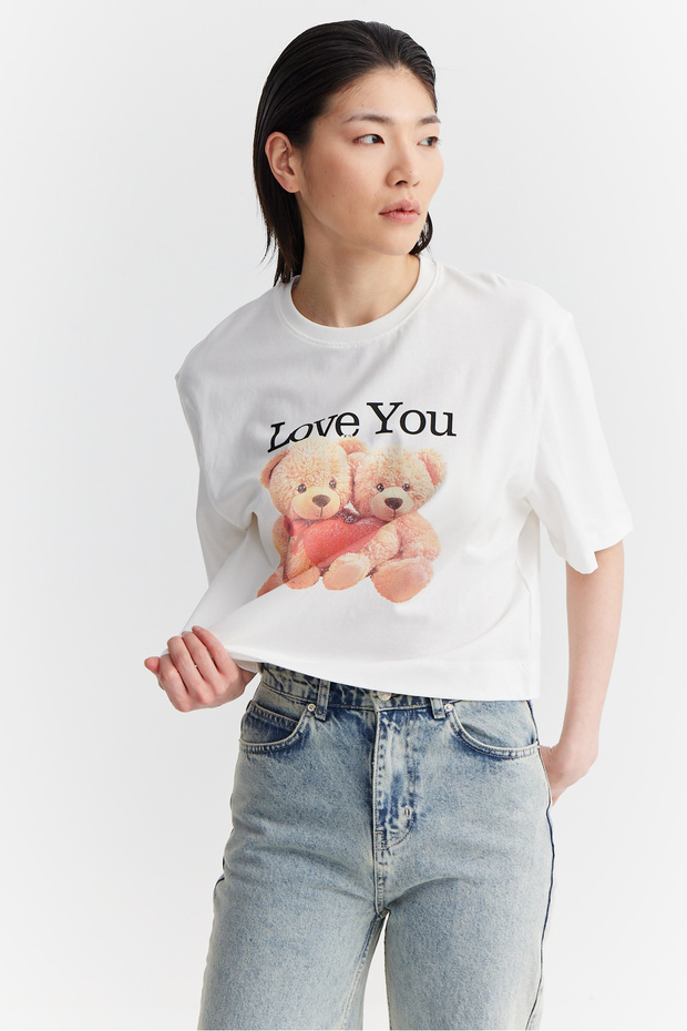 Kadın Baskılı Basic T-shirt - 1