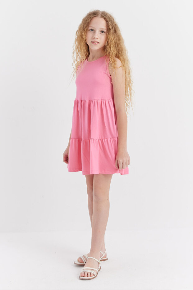 Kız Çocuk Basic Büzgülü Elbise - 5