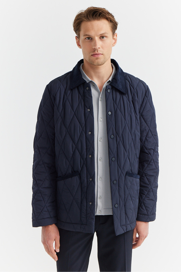 Men's Contrast Collar Quilted Jacket