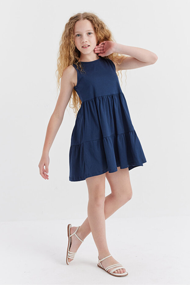 Kız Çocuk Basic Büzgülü Elbise - 3