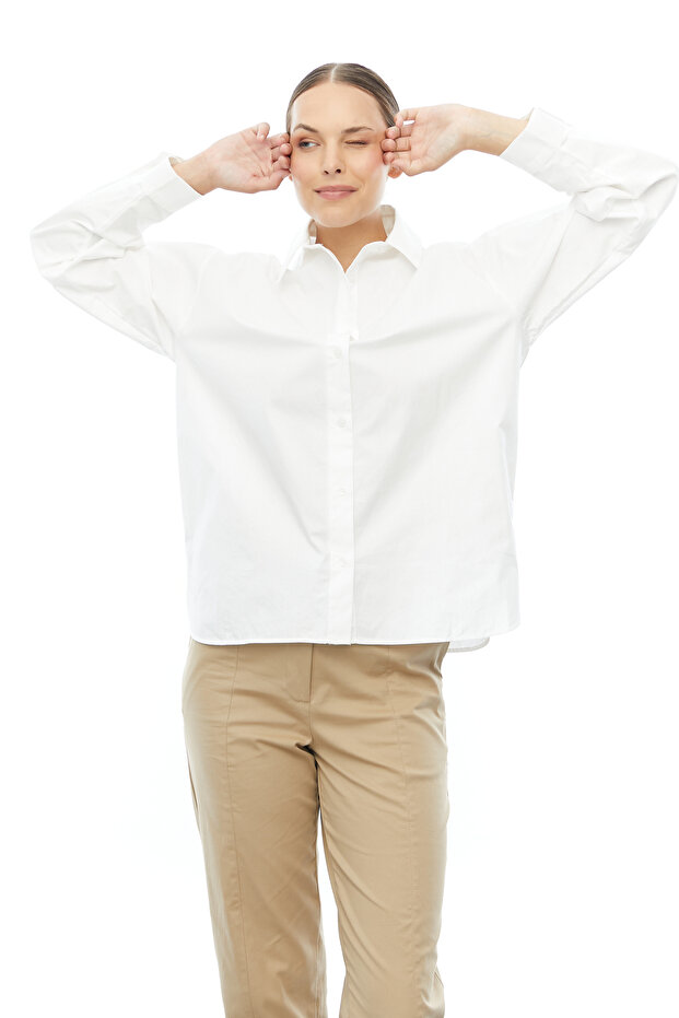 Kadın Basic Oversize Gömlek - 4