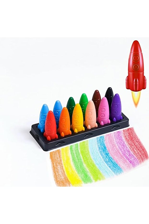 Multicolor Space Rocket Crayon, Non-Toxic Crayons for kids, Easy To Grip Washable Kids Crayons, Safe