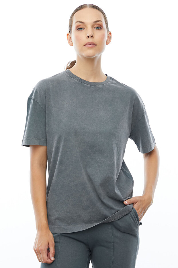 Yıkamalı Basic Oversize T-shirt - 3