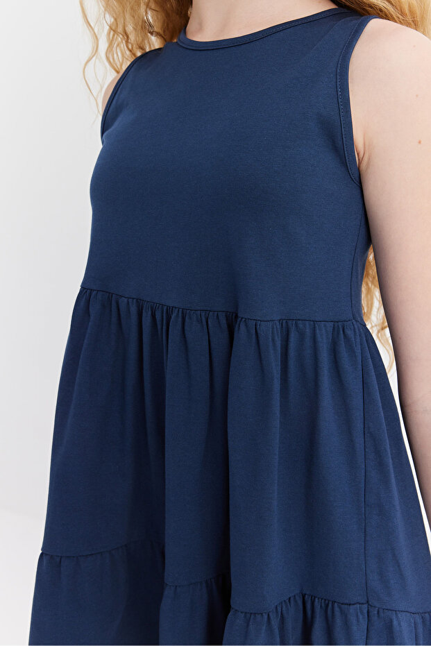 Kız Çocuk Basic Büzgülü Elbise - 7