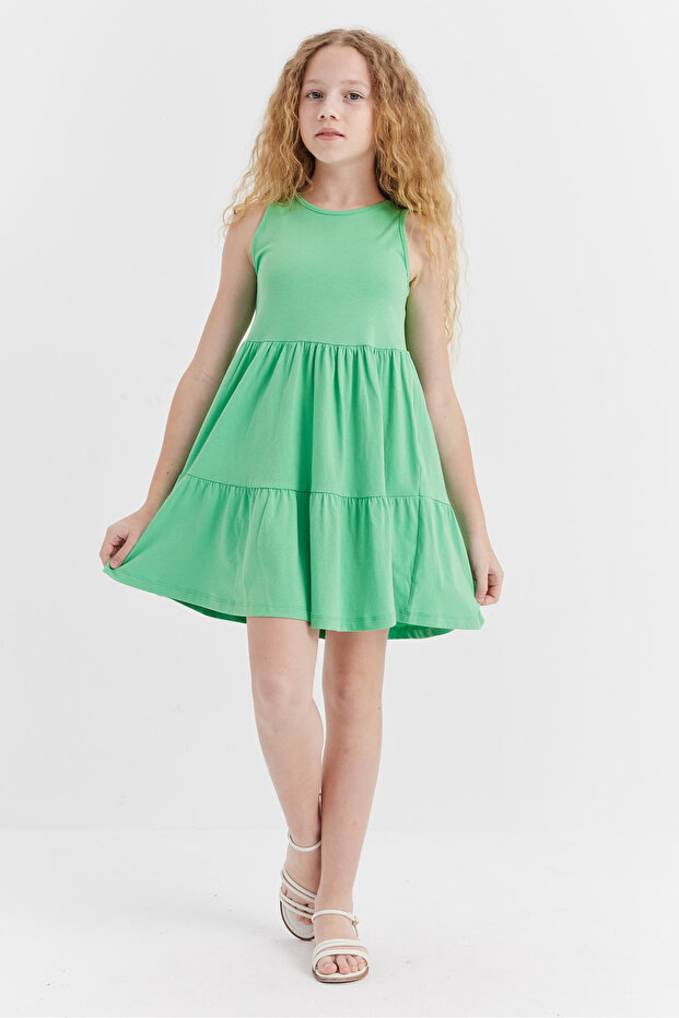 Kız Çocuk Basic Büzgülü Elbise - 1
