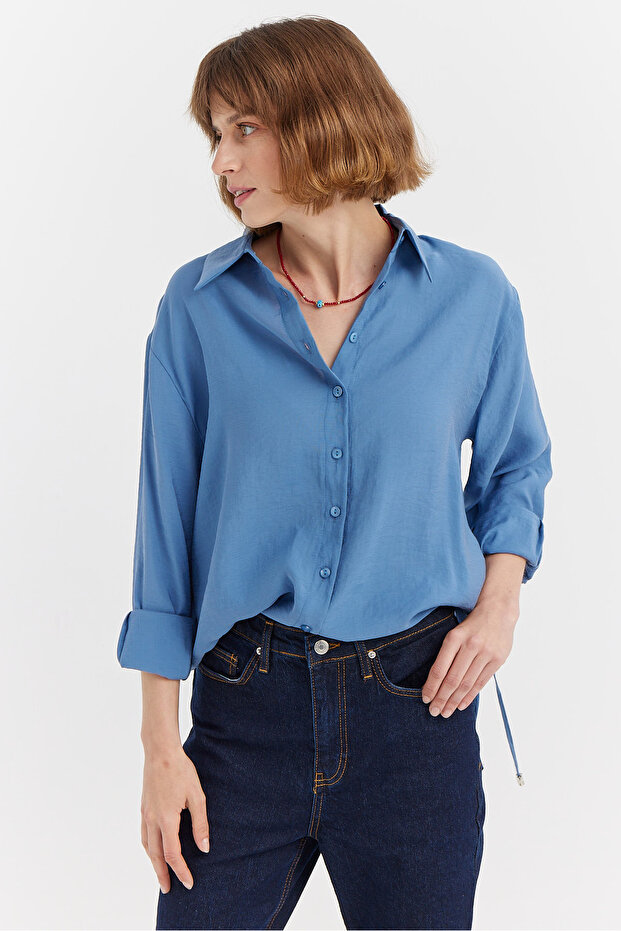 Kadın Yumuşak Dokulu Basic Gömlek - 1