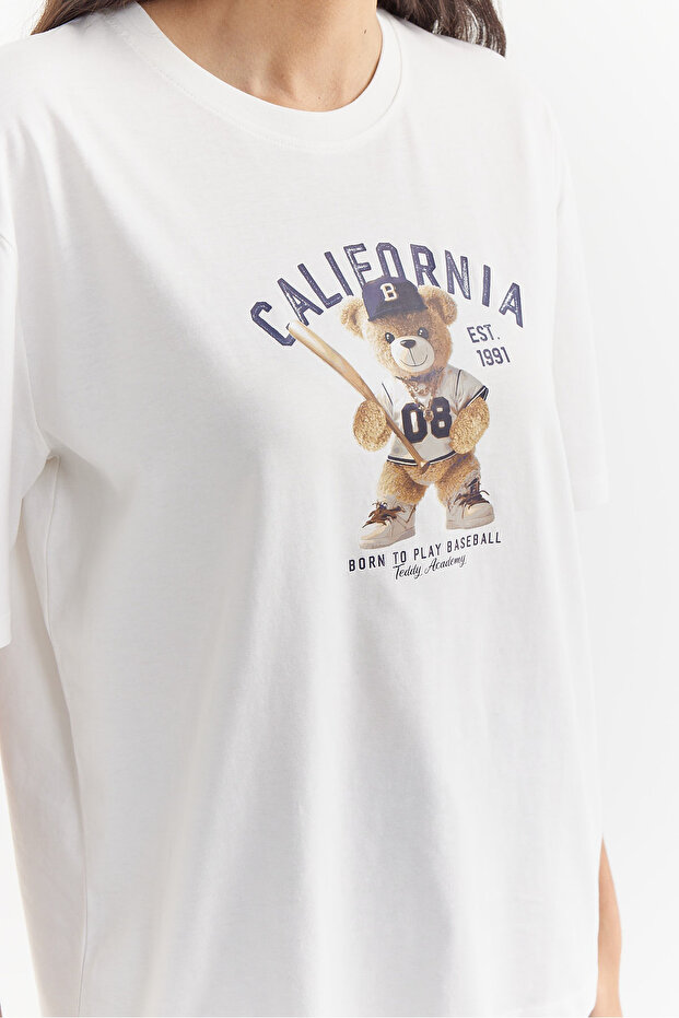 Kadın Basic Baskılı T-shirt - 6