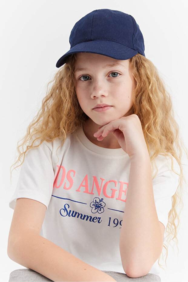 Girl's Embossed Print Detailed T-Shirt