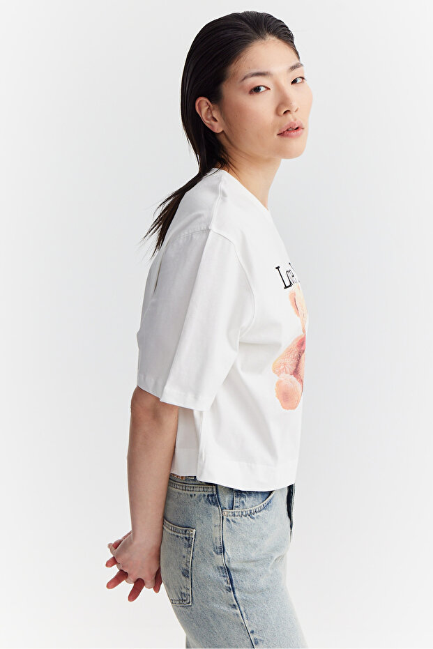 Kadın Baskılı Basic T-shirt - 3