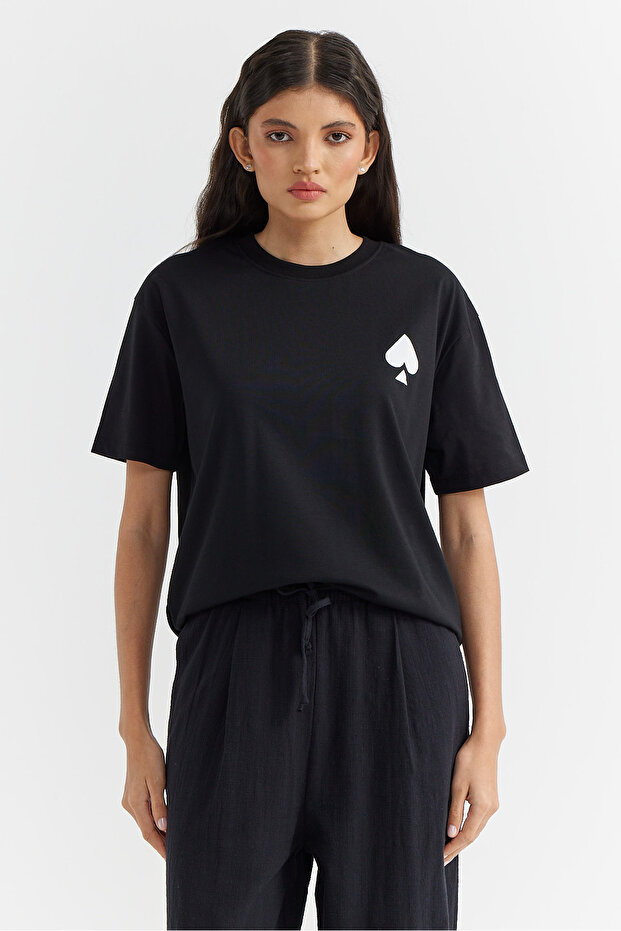 Kadın Basic Baskılı T-shirt - 1