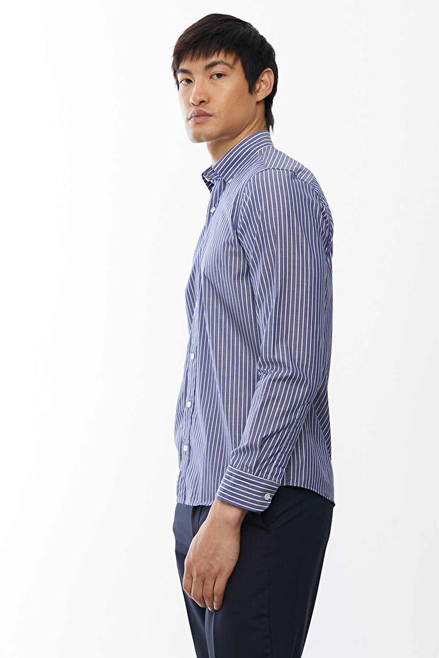 Kalın Çizgili Regular Gömlek - 5