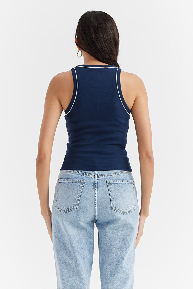 Kadın Halter Yaka Fitilli Basic Body - 5