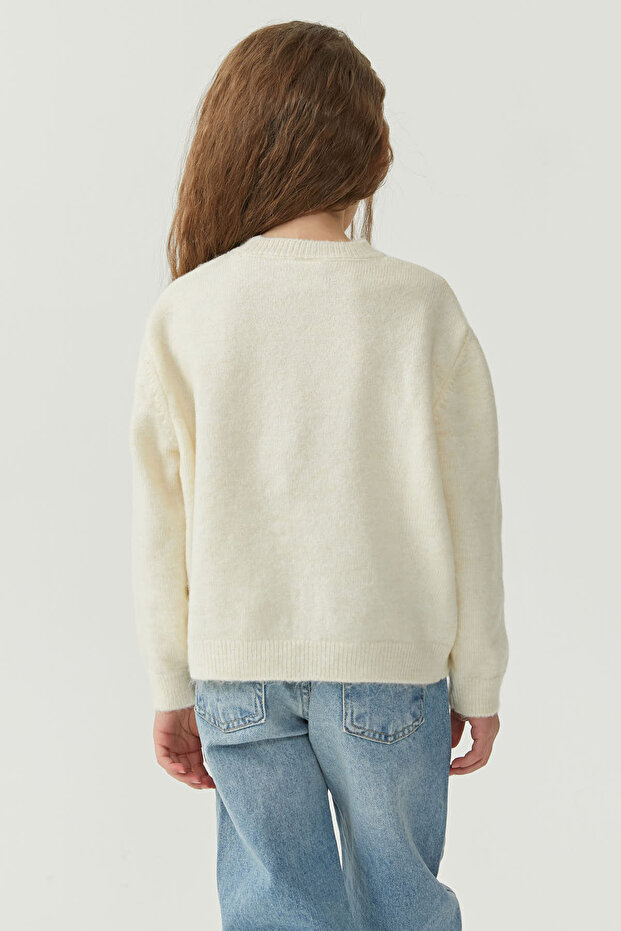 Kız Çocuk Bisiklet Yaka Basıc Triko Kazak - 5