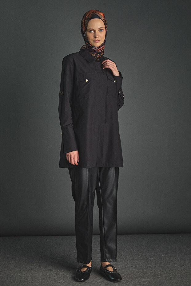 Kolları Şeritle Katlanabilir Tunik - 1