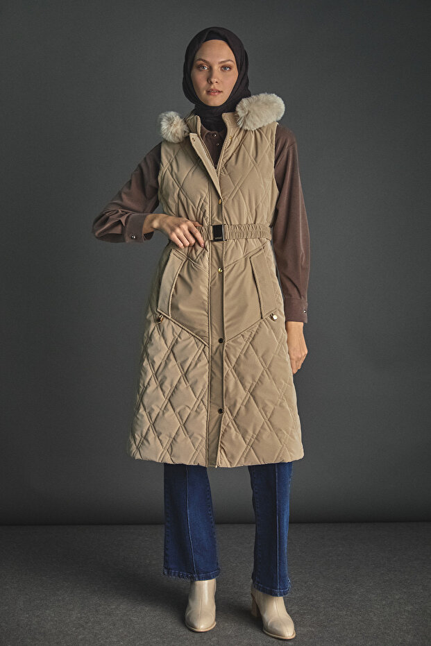 Çıkarılabilir Kapüşonlu Kapitone Yelek - 3