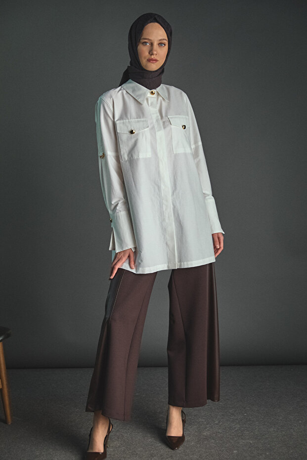 Kolları Şeritle Katlanabilir Tunik - 1