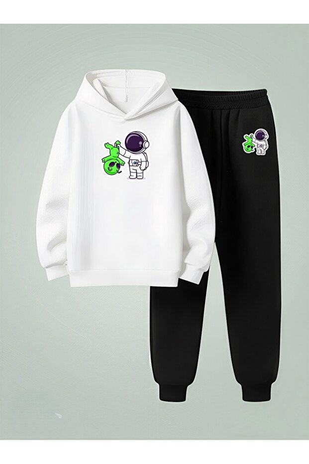 Children's Sweatshirt - Tracksuit Set Hooded Sets Captured Alien Printed 3 Thread Raised Letters