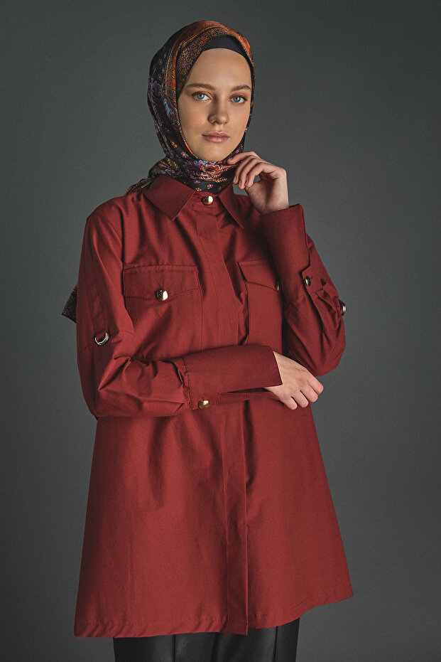 Kolları Şeritle Katlanabilir Tunik - 3