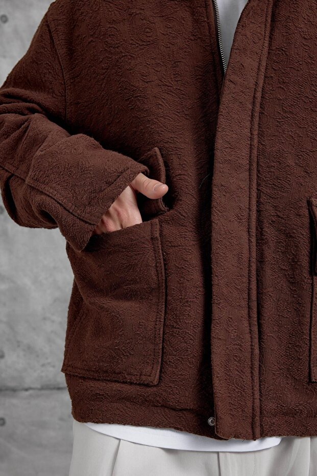 سترة رجالية بنية اللون من Gst مقاس كبير - 5