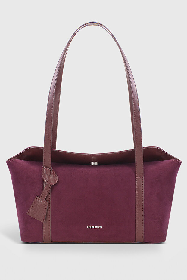 Suede Burgundy Covered Bowling Shoulder Bag 270