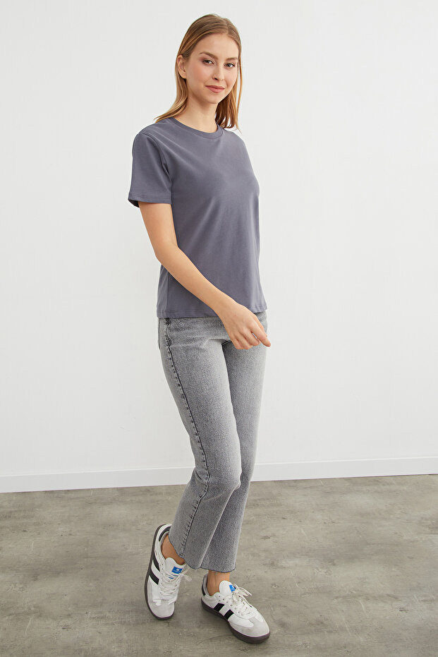 Basic Bisiklet Yaka Tişört - 3