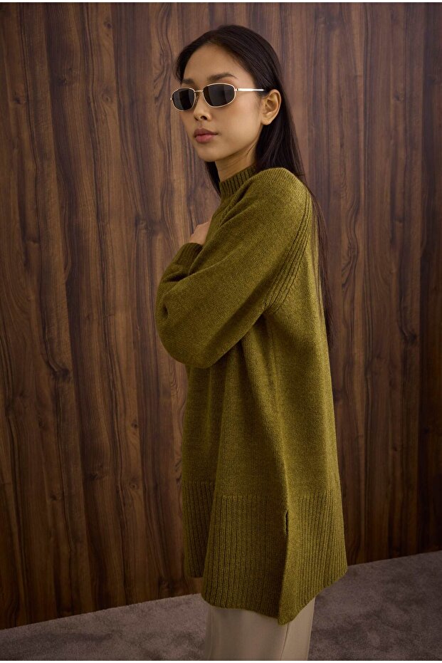 Balıkçı Yaka Basic Kazak Yosun - 3