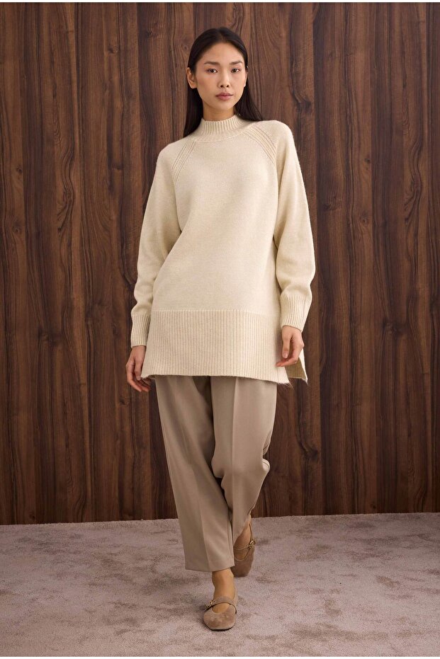 Balıkçı Yaka Basic Kazak Kemik - 1