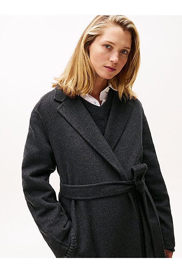 Double-Faced Wool Blend Belted Longline Coat - 3