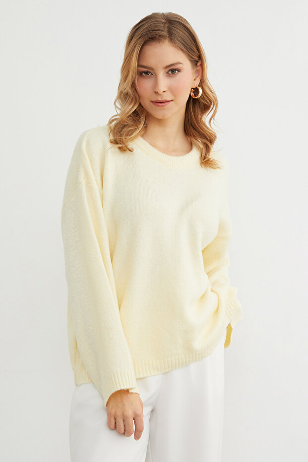 Basic Bisiklet Yaka Salaş Triko Kazak - 5