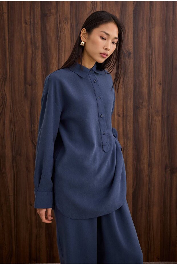 Pat Detaylı Basic Takım Kot Mavi - 2