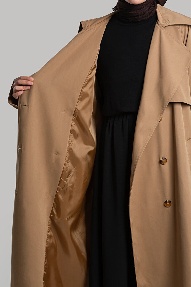 معطف واق من المطر بأزرار - جملي - 3