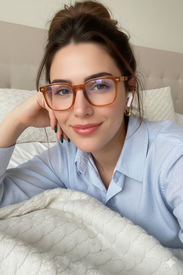 Amber Cornered Glasses Blue Light Protection Prescription Glass Can Be Installed Stylish and Trendy