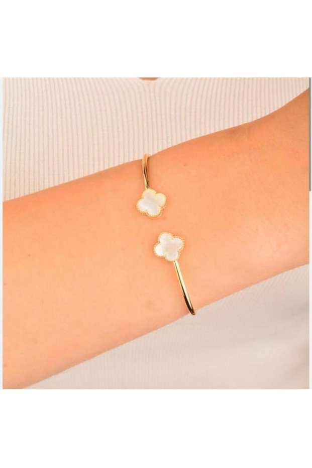 Gold Steel Handcuffs with Flower Detail