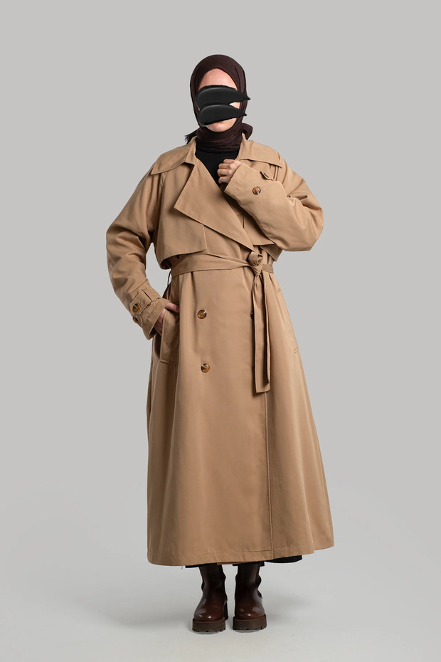 معطف واق من المطر بأزرار - جملي - 8