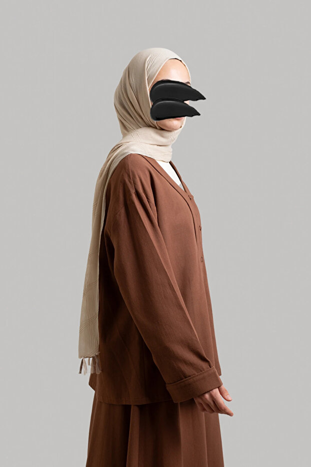 جاكيت كتان طبيعي - بني - 6