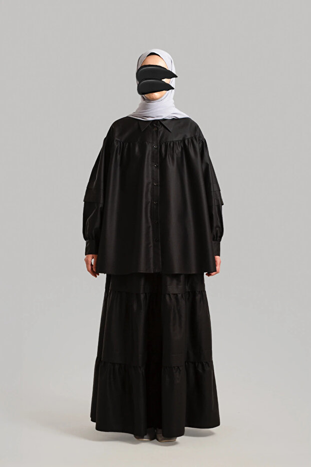 Aller Detailed Cotton Shirt - Black