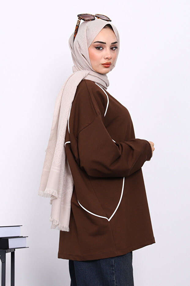 Brown Piped Two Thread Sweatshirt - 4