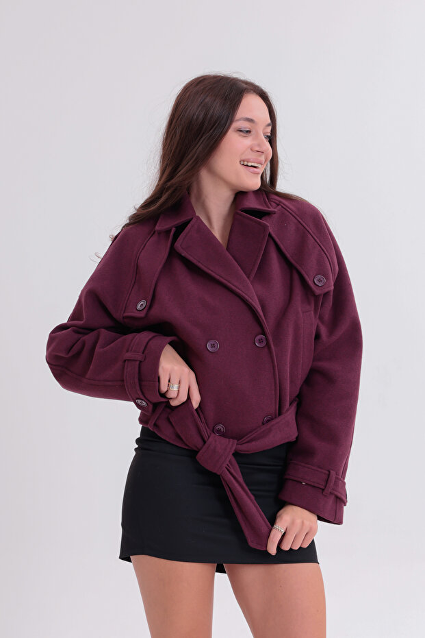 Belted Stamped Short Coat