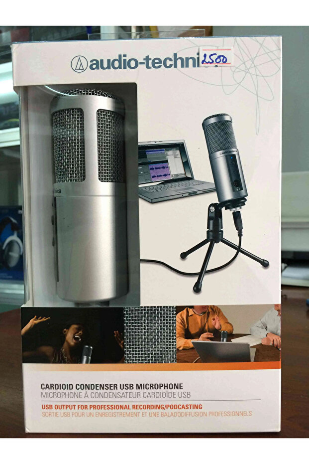 ميكروفون مكثف قلبي الشكل ATR2500-USB من Audio-Technica، أسود