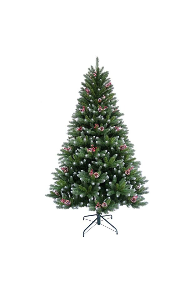 Artificial Christmas tree, with snow effect applied to the branches, red fruits and ... - 1