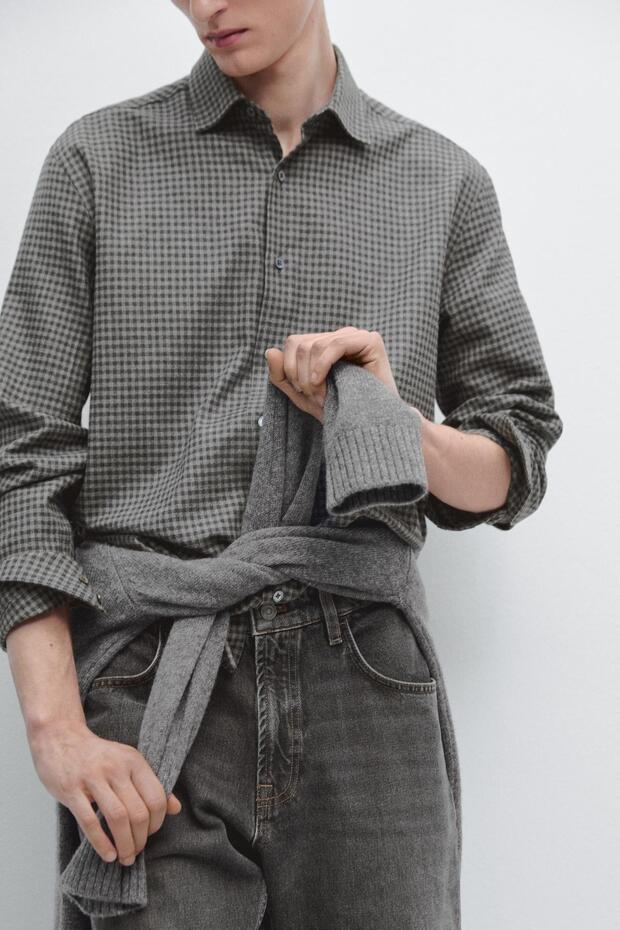 Regular fit kareli gömlek - 4