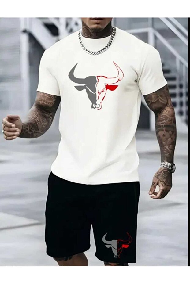 طقم شورت رجالي من Bull مطبوع