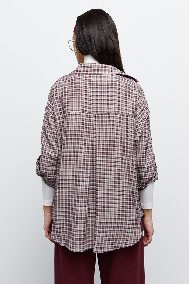 Ekose Oversize Gömlek - 6