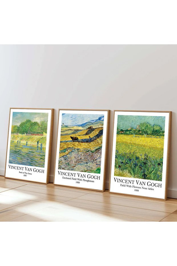 3 Piece Wooden Framed Living Room Hall Kitchen Van Gogh Painting Set Set3481